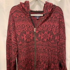 Tribal Pattern Knitted Zip-Up Hoodie